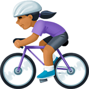 🚴🏾‍♀️ Emoji Mujer En Bicicleta: Tono De Piel Oscuro Medio en Facebook 15.0.