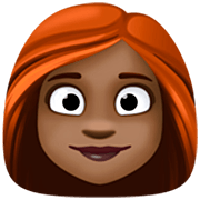 👩🏿‍🦰 Emoji Mujer: Tono De Piel Oscuro Y Pelo Pelirrojo en Facebook 15.0.