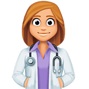👩🏼‍⚕️ Emoji Profesional Sanitario Mujer: Tono De Piel Claro Medio en Facebook 15.0.