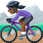 🚵🏿‍♀️ Emoji Mujer En Bicicleta De Montaña: Tono De Piel Oscuro en Facebook 15.0.
