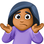 🤷🏾‍♀️ Emoji Mujer Encogida De Hombros: Tono De Piel Oscuro Medio en Facebook 15.0.