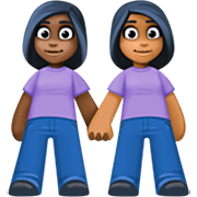 👩🏿‍🤝‍👩🏾 Emoji händchenhaltende Frauen: dunkle Hautfarbe, mitteldunkle Hautfarbe Facebook 15.0.