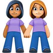 Emoji 👩🏾‍🤝‍👩🏼 Due Donne Che Si Tengono Per Mano: Carnagione Abbastanza Scura E Carnagione Abbastanza Chiara su Facebook 15.0.