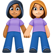 👩🏾‍🤝‍👩🏼 Emoji Mujeres De La Mano: Tono De Piel Oscuro Medio Y Tono De Piel Claro Medio en Facebook 15.0.