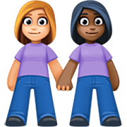 Emoji 👩🏼‍🤝‍👩🏿 Due Donne Che Si Tengono Per Mano: Carnagione Abbastanza Chiara E Carnagione Scura su Facebook 15.0.
