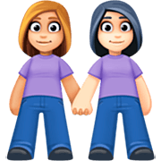 👩🏼‍🤝‍👩🏻 Emoji händchenhaltende Frauen: mittelhelle Hautfarbe, helle Hautfarbe Facebook 15.0.