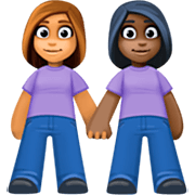 Emoji 👩🏽‍🤝‍👩🏿 Due Donne Che Si Tengono Per Mano: Carnagione Olivastra E Carnagione Scura su Facebook 15.0.