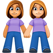 👩🏽‍🤝‍👩🏼 Emoji händchenhaltende Frauen: mittlere Hautfarbe, mittelhelle Hautfarbe Facebook 15.0.