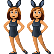 👯🏽‍♀️ Emoji Mujeres Con Orejas De Conejo, Tono De Piel Medio en Facebook 15.0.