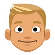 👱🏽‍♂️ Emoji Mann: mittlere Hautfarbe, blond Facebook 2.0.