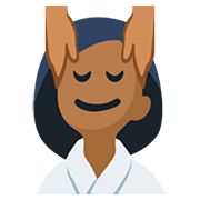 💆🏾 Emoji Person, die eine Kopfmassage bekommt: mitteldunkle Hautfarbe Facebook 2.0.