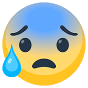 Emoji 😰 Faccina Blu Sudata su Facebook 2.0.
