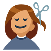 💇🏽 Emoji Persona Cortándose El Pelo: Tono De Piel Medio en Facebook 2.0.