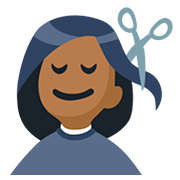💇🏾 Emoji Persona Cortándose El Pelo: Tono De Piel Oscuro Medio en Facebook 2.0.