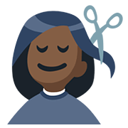 💇🏿 Emoji Persona Cortándose El Pelo: Tono De Piel Oscuro en Facebook 2.0.
