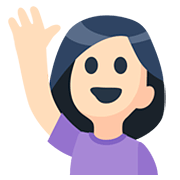 🙋🏻 Emoji Person mit erhobenem Arm: helle Hautfarbe Facebook 2.0.