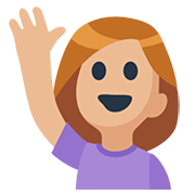 Emoji 🙋🏼 Persona Con Mano Alzata: Carnagione Abbastanza Chiara su Facebook 2.0.