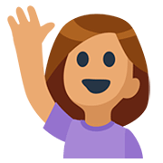 🙋🏽 Emoji Person mit erhobenem Arm: mittlere Hautfarbe Facebook 2.0.