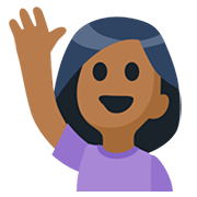🙋🏾 Emoji Pessoa Levantando A Mão: Pele Morena Escura na Facebook 2.0.