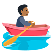 🚣🏾‍♂️ Emoji Hombre Remando En Un Bote: Tono De Piel Oscuro Medio en Facebook 2.0.