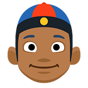 👲🏾 Emoji Mann mit chinesischem Hut: mitteldunkle Hautfarbe Facebook 2.0.
