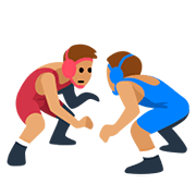 🤼🏽‍♂️ Emoji Hombres Luchando, Tono De Piel Medio en Facebook 2.0.