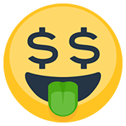 Emoji 🤑 Faccina Avida Di Denaro su Facebook 2.0.