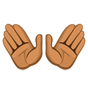 👐🏾 Emoji Mãos Abertas: Pele Morena Escura na Facebook 2.0.