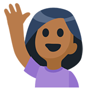 🙋🏾‍♀️ Emoji Mujer Con La Mano Levantada: Tono De Piel Oscuro Medio en Facebook 2.0.