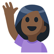🙋🏿‍♀️ Emoji Frau mit erhobenem Arm: dunkle Hautfarbe Facebook 2.0.