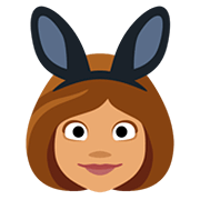 👯🏽‍♀️ Emoji Frauen mit Hasenohren, mittlere Hautfarbe Facebook 2.0.