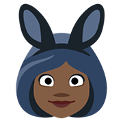 👯🏿‍♀️ Emoji Frauen mit Hasenohren, dunkle Hautfarbe Facebook 2.0.