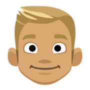 Emoji 👱🏽‍♂️ Uomo Biondo: Carnagione Olivastra su Facebook 2.1.
