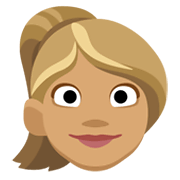 Emoji 👱🏽‍♀️ Donna Bionda: Carnagione Olivastra su Facebook 2.1.
