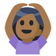🙆🏾 Emoji Person mit Händen auf dem Kopf: mitteldunkle Hautfarbe Facebook 2.1.