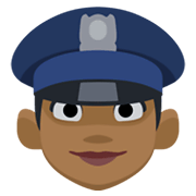 👮🏾‍♀️ Emoji Policial Mulher: Pele Morena Escura na Facebook 2.1.
