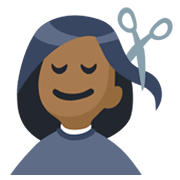 💇🏾 Emoji Persona Cortándose El Pelo: Tono De Piel Oscuro Medio en Facebook 2.1.