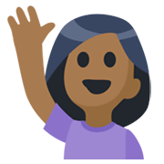 🙋🏾 Emoji Pessoa Levantando A Mão: Pele Morena Escura na Facebook 2.1.