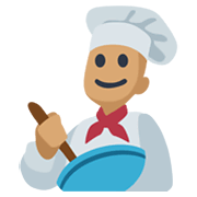 Émoji 👨🏽‍🍳 Cuisinier : Peau Légèrement Mate sur Facebook 2.1.