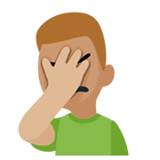 🤦🏼‍♂️ Emoji sich an den Kopf fassender Mann: mittelhelle Hautfarbe Facebook 2.1.