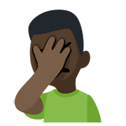 🤦🏿‍♂️ Emoji sich an den Kopf fassender Mann: dunkle Hautfarbe Facebook 2.1.