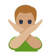 Emoji 🙅🏼‍♂️ Uomo Con Gesto Di Rifiuto: Carnagione Abbastanza Chiara su Facebook 2.1.