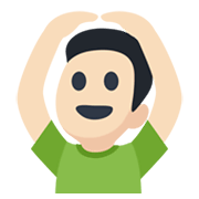 🙆🏻‍♂️ Emoji Mann mit Händen auf dem Kopf: helle Hautfarbe Facebook 2.1.