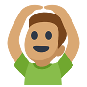 🙆🏽‍♂️ Emoji Mann mit Händen auf dem Kopf: mittlere Hautfarbe Facebook 2.1.
