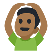 🙆🏾‍♂️ Emoji Mann mit Händen auf dem Kopf: mitteldunkle Hautfarbe Facebook 2.1.