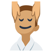 Emoji 💆🏽‍♂️ Uomo Che Riceve Un Massaggio: Carnagione Olivastra su Facebook 2.1.