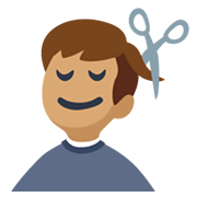 💇🏽‍♂️ Emoji Mann beim Haareschneiden: mittlere Hautfarbe Facebook 2.1.