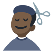 💇🏿‍♂️ Emoji Mann beim Haareschneiden: dunkle Hautfarbe Facebook 2.1.