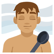 Emoji 🧖🏽‍♂️ Uomo In Sauna: Carnagione Olivastra su Facebook 2.1.