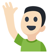 Emoji 🙋🏻‍♂️ Uomo Con Mano Alzata: Carnagione Chiara su Facebook 2.1.